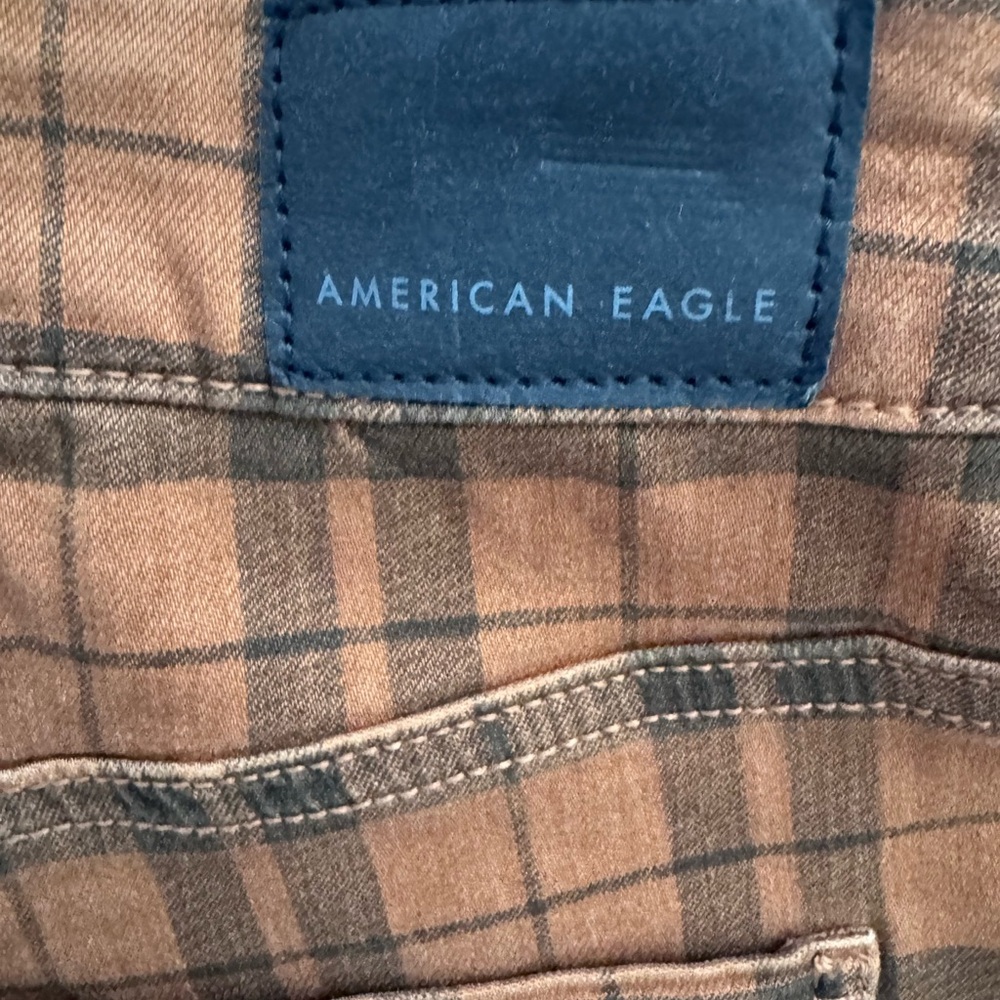 American Eagle Outfitters Super Hi-Rise  Brown Plaid Jeggings